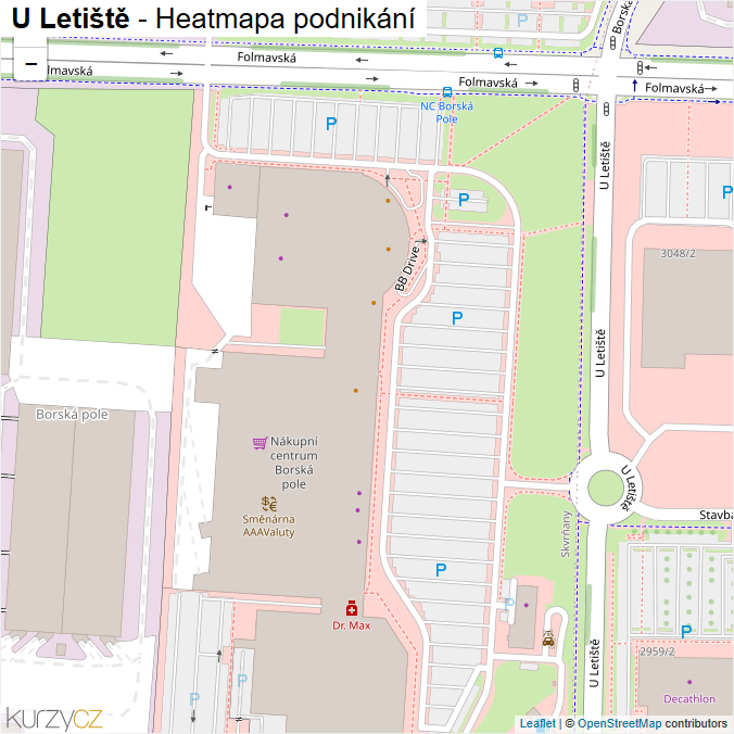 Mapa U Letiště - Firmy v ulici.