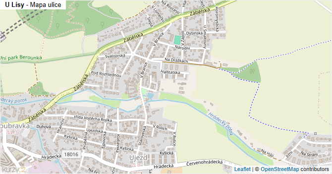 U Lísy - mapa ulice