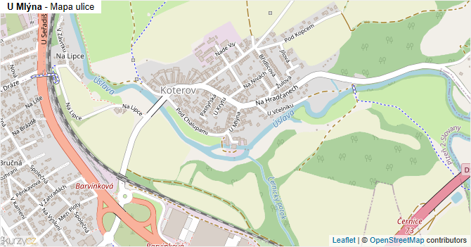 U Mlýna - mapa ulice