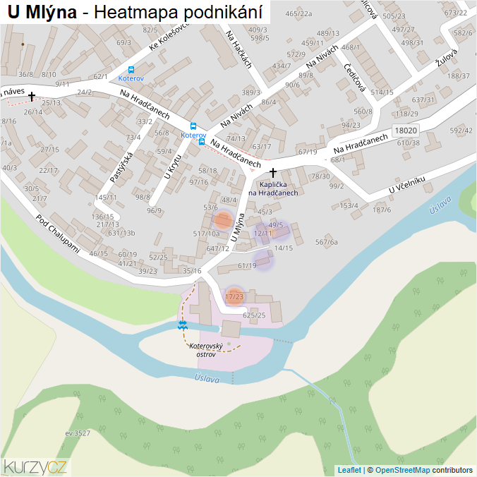 Mapa U Mlýna - Firmy v ulici.
