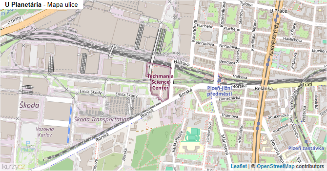 U Planetária - mapa ulice