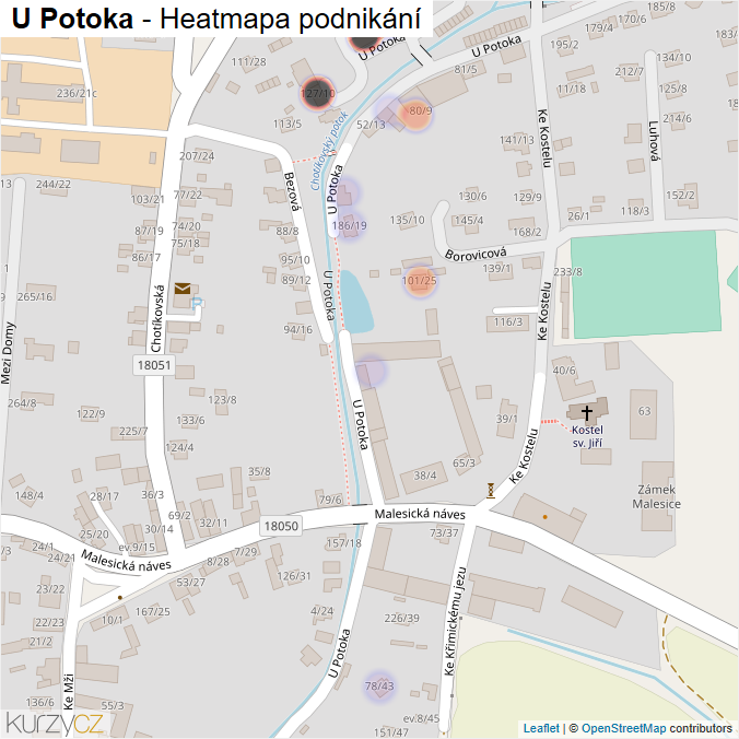 Mapa U Potoka - Firmy v ulici.
