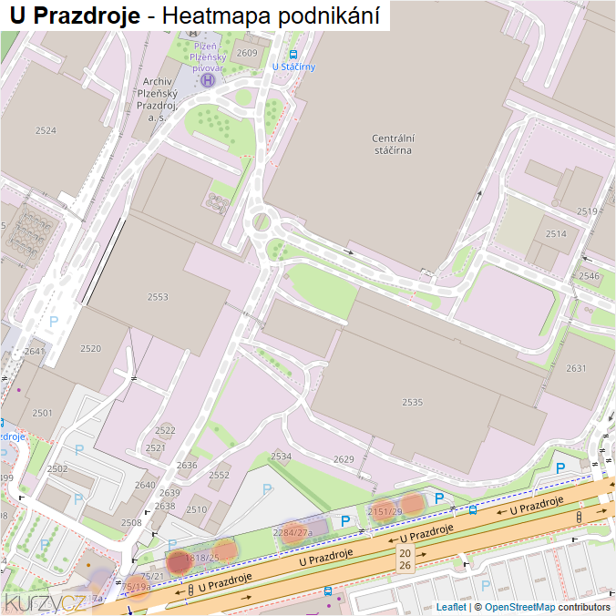 Mapa U Prazdroje - Firmy v ulici.