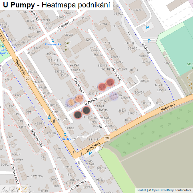 Mapa U Pumpy - Firmy v ulici.