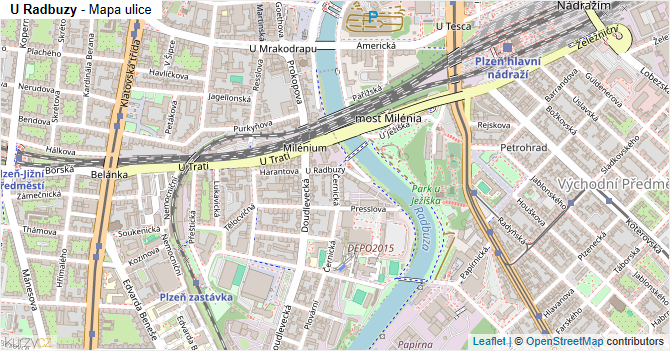 U Radbuzy - mapa ulice