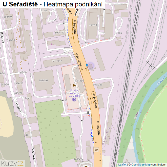 Mapa U Seřadiště - Firmy v ulici.