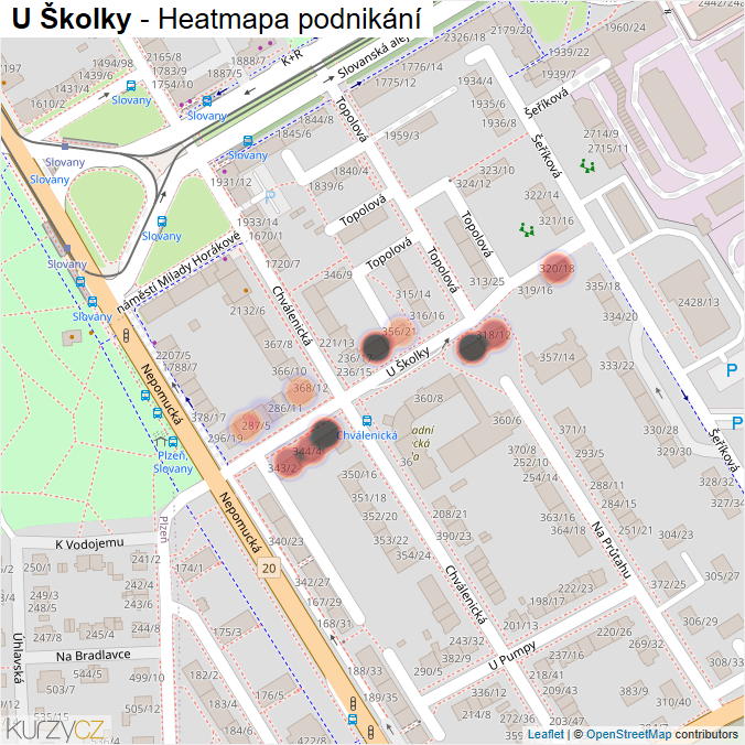 Mapa U Školky - Firmy v ulici.