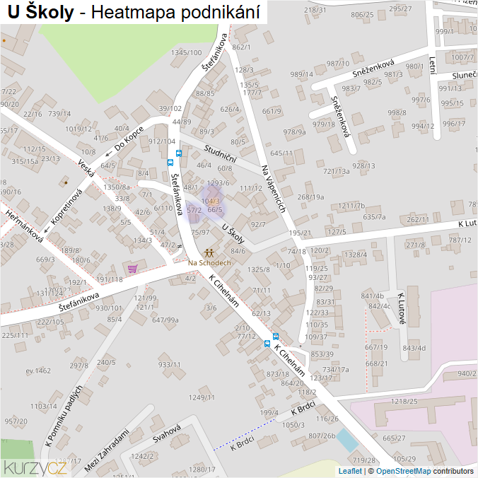Mapa U Školy - Firmy v ulici.
