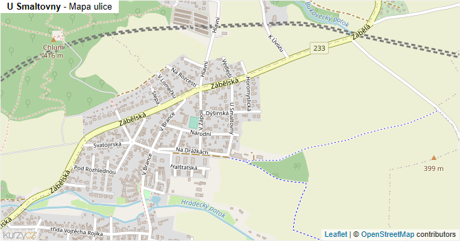 U Smaltovny - mapa ulice