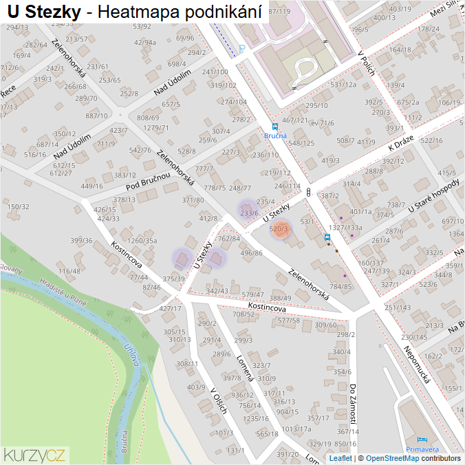 Mapa U Stezky - Firmy v ulici.