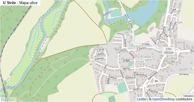 U Strže - mapa ulice