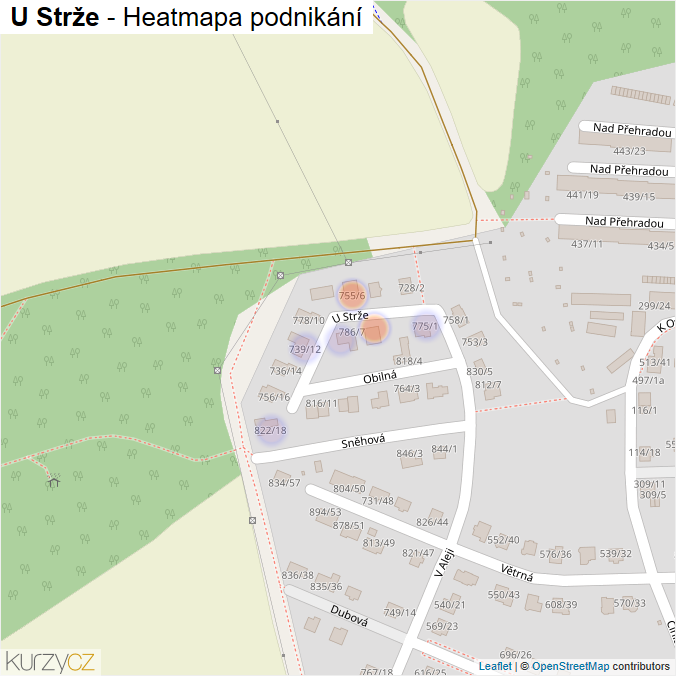 Mapa U Strže - Firmy v ulici.