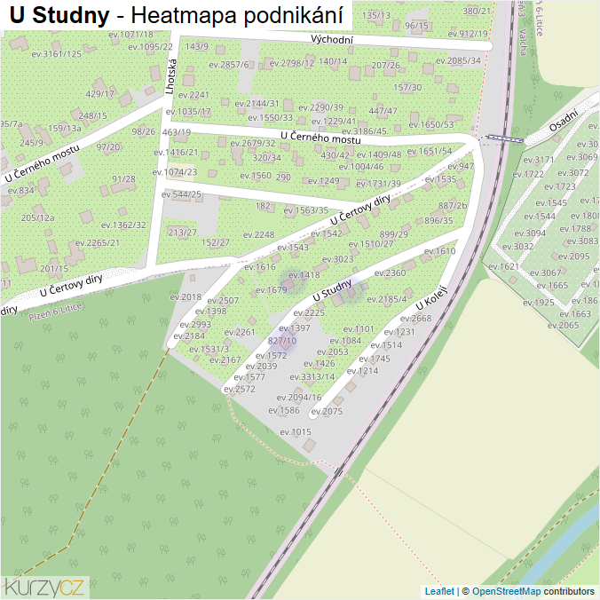 Mapa U Studny - Firmy v ulici.