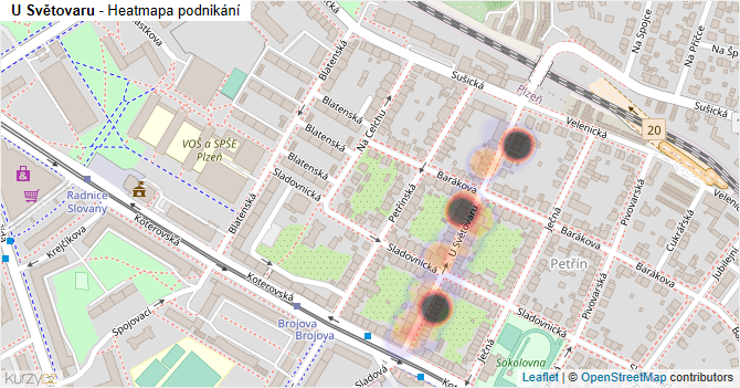 U Světovaru - mapa podnikání