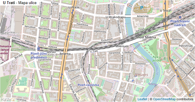 U Trati - mapa ulice