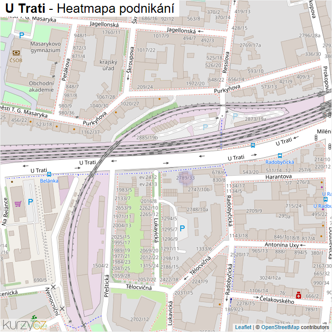 Mapa U Trati - Firmy v ulici.