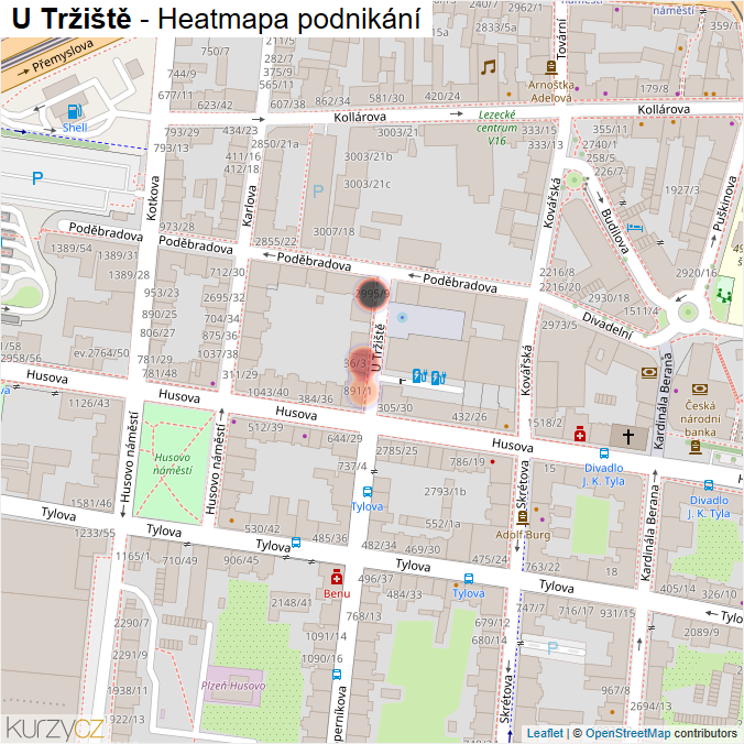 Mapa U Tržiště - Firmy v ulici.