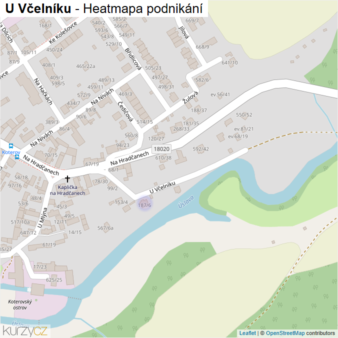 Mapa U Včelníku - Firmy v ulici.
