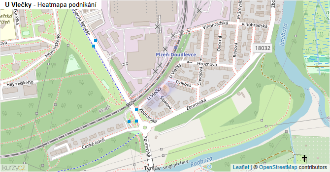U Vlečky - mapa podnikání