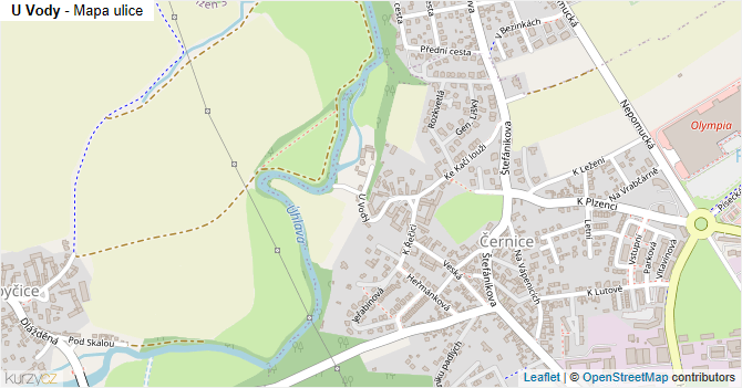 U Vody - mapa ulice