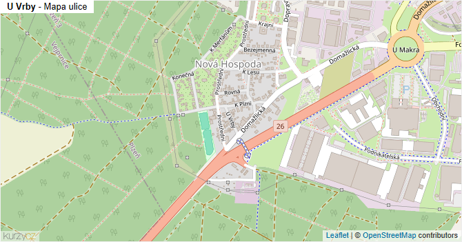 U Vrby - mapa ulice