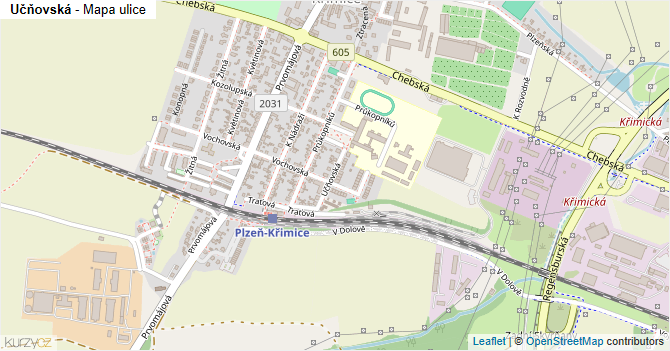 Učňovská - mapa ulice