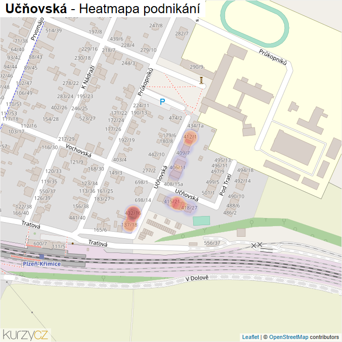 Mapa Učňovská - Firmy v ulici.