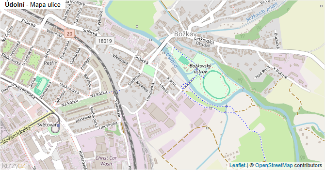Údolní - mapa ulice