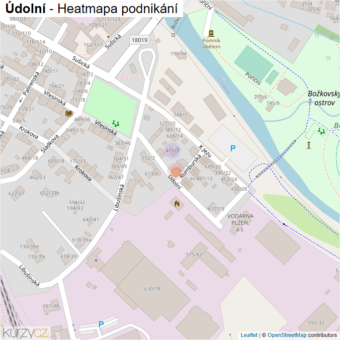 Mapa Údolní - Firmy v ulici.