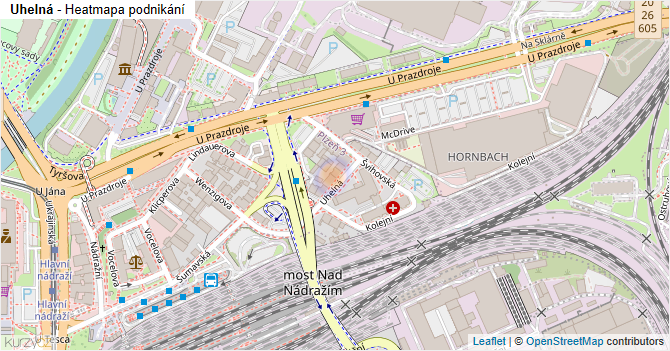 Uhelná - mapa podnikání