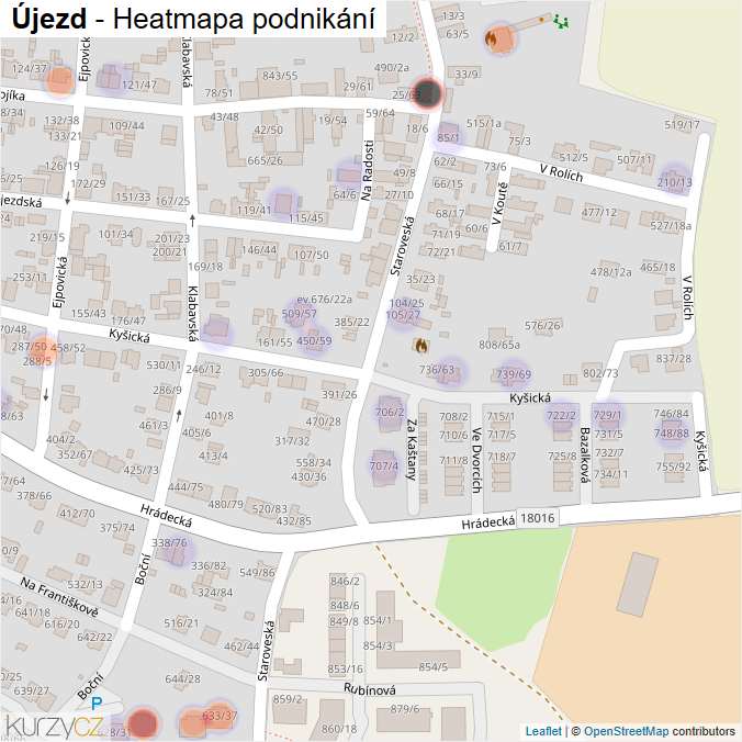 Mapa Újezd - Firmy v části obce.
