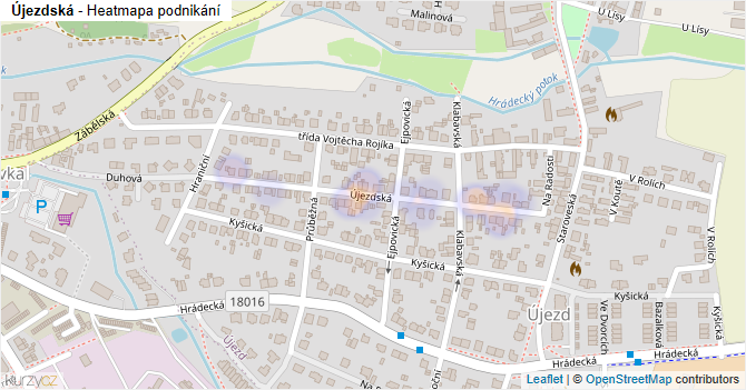 Újezdská - mapa podnikání