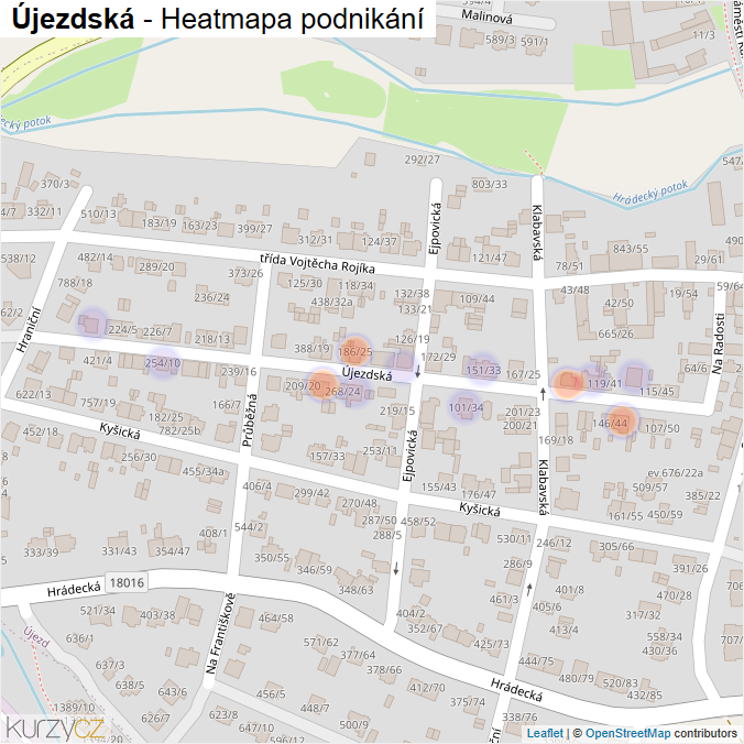 Mapa Újezdská - Firmy v ulici.