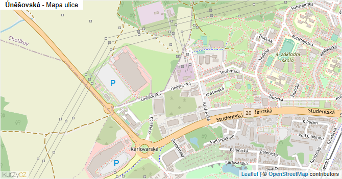 Úněšovská - mapa ulice