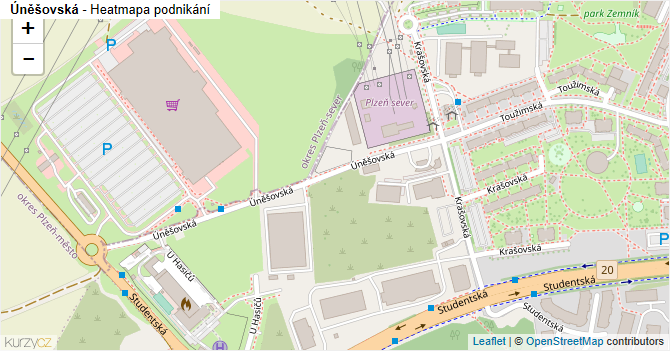 Úněšovská - mapa podnikání