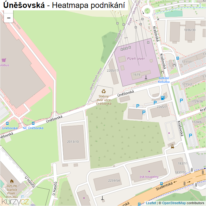 Mapa Úněšovská - Firmy v ulici.