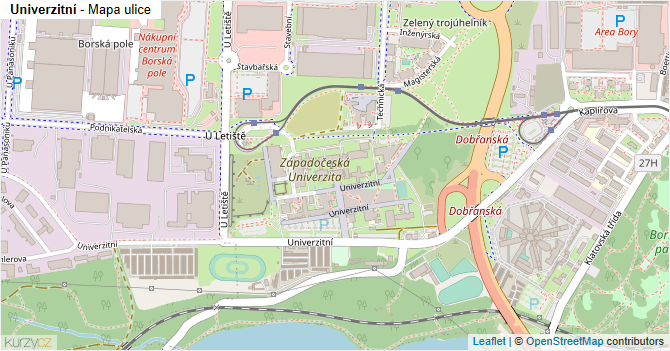 Univerzitní - mapa ulice