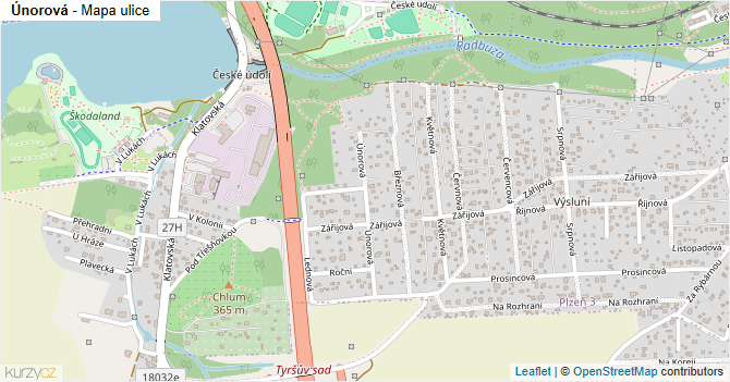 Únorová - mapa ulice