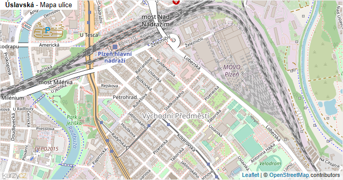 Úslavská - mapa ulice
