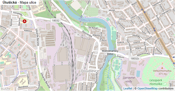 Útušická - mapa ulice