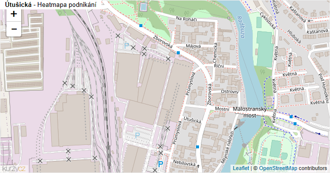 Útušická - mapa podnikání