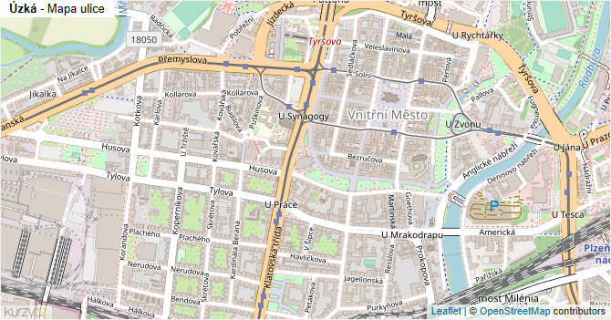 Úzká - mapa ulice