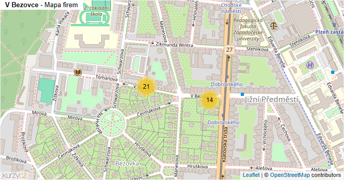 V Bezovce - mapa firem