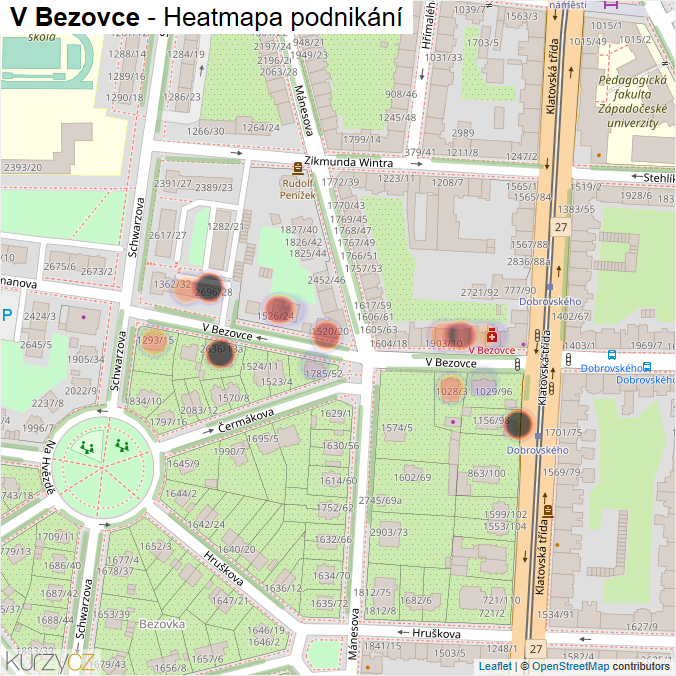 Mapa V Bezovce - Firmy v ulici.