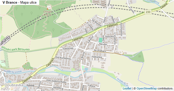 V Brance - mapa ulice