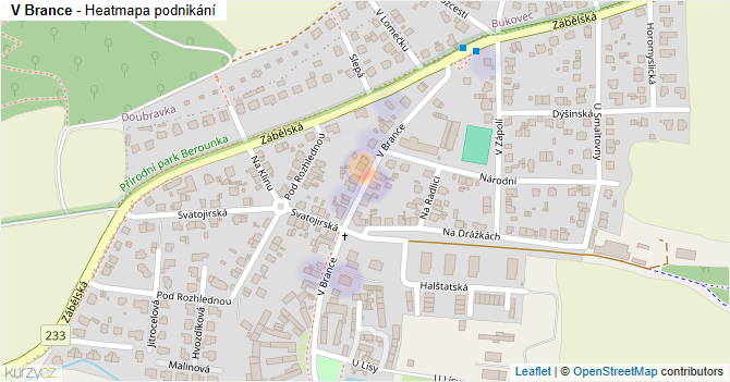 V Brance - mapa podnikání