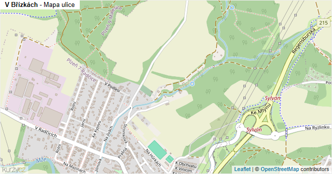 V Břízkách - mapa ulice