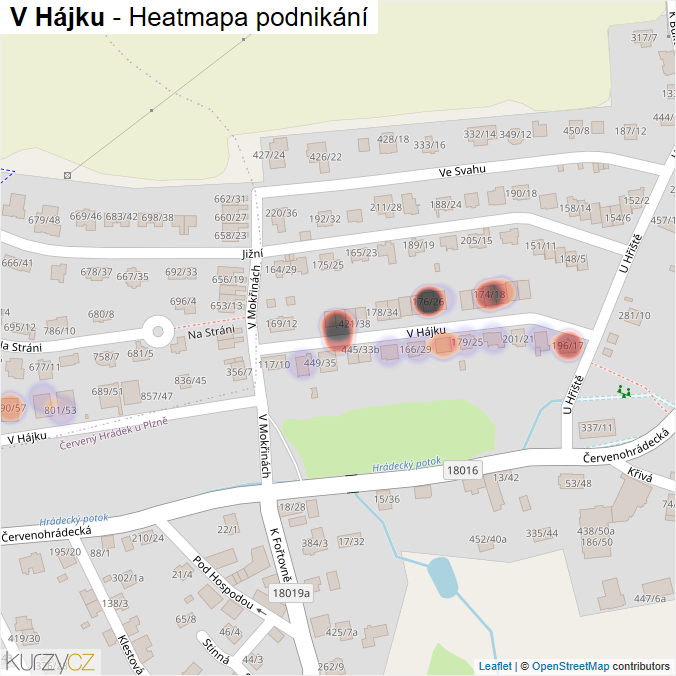 Mapa V Hájku - Firmy v ulici.
