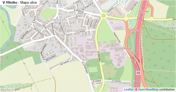 V Hliníku - mapa ulice