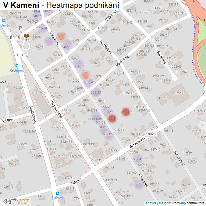 Mapa V Kamení - Firmy v ulici.